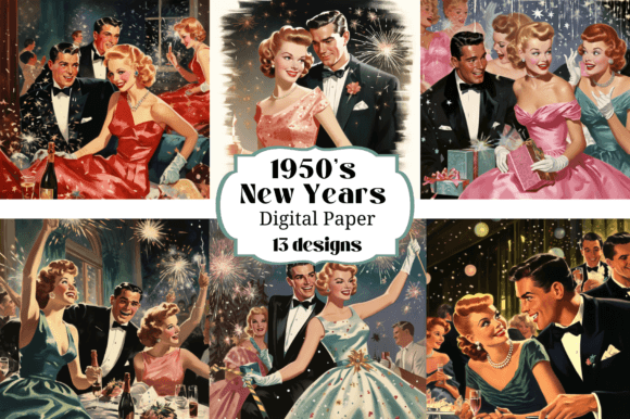 Download 1950's Near Year's Eve Party Backgrounds - Round Collection