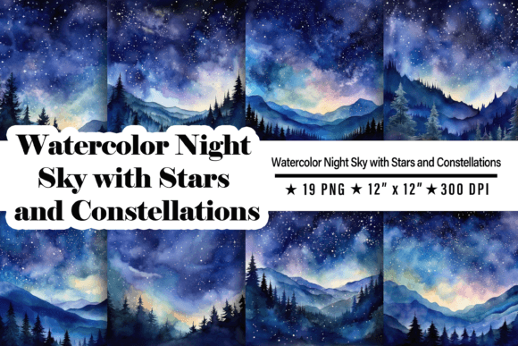 Download Watercolor Night Sky Background - Round Collection