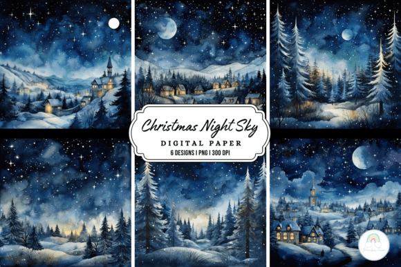 Download Christmas Night Sky Background - Round Collection