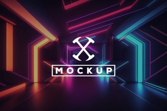 Download Logo Mockup with Neon Tunnel Background - Round Collection