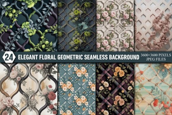 Download Elegant Floral Geometric Background - Round Collection