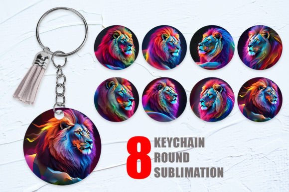 Download 3D Lion Neon Keychain Background - Round Collection