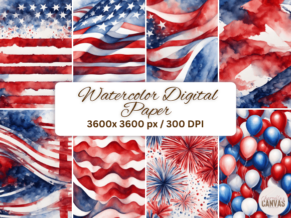 Download Watercolor Red White &amp; Blue Backgrounds - Round Collection